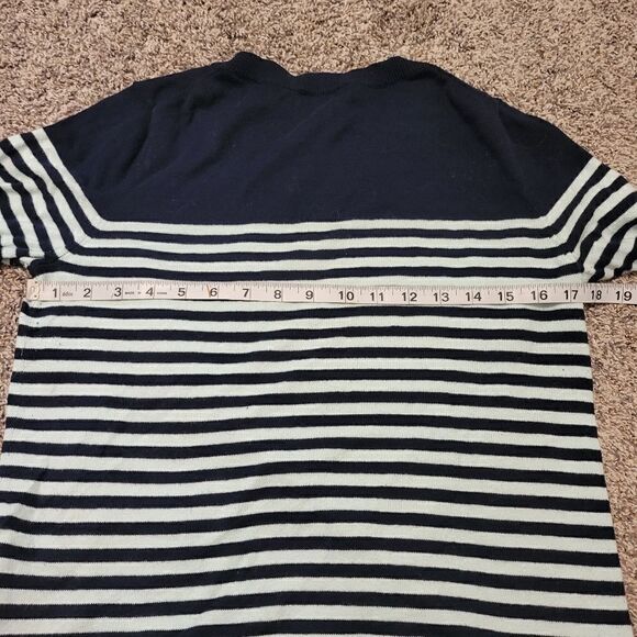 GAP Navy Blue White Striped Round Neck Long Sleeve Pullover Top Size Small - Picture 10 of 11